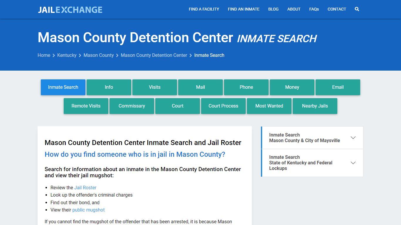 Mason County Detention Center Inmate Search - Jail Exchange